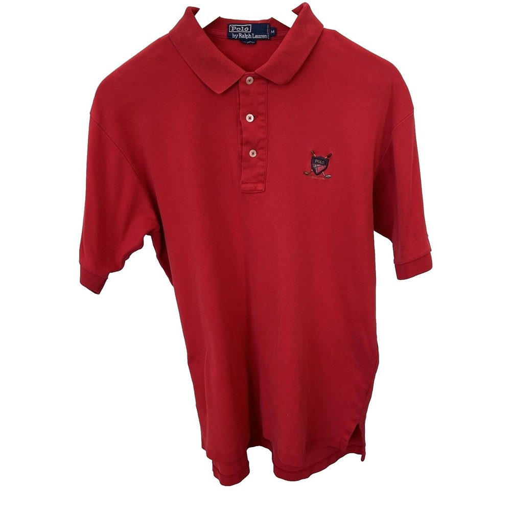 Ralph Lauren Polo Preppy Shirt Men M Red Golf Rugby Performance Classic Pony